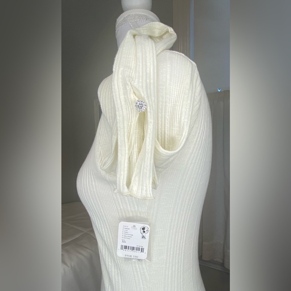 NWT Free People Amiri Knit Top Tofu Ivory Rhinestone Buttons XS - Picture 11 of 15